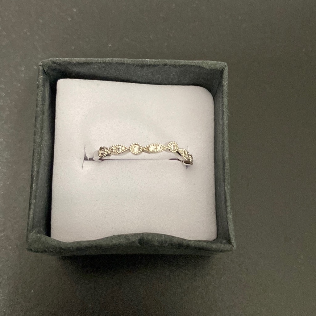 Sterling Silver Band With Diamond Style Stones Ring